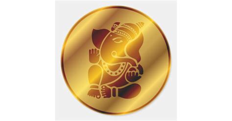 Golden Ganesha Design Classic Round Sticker