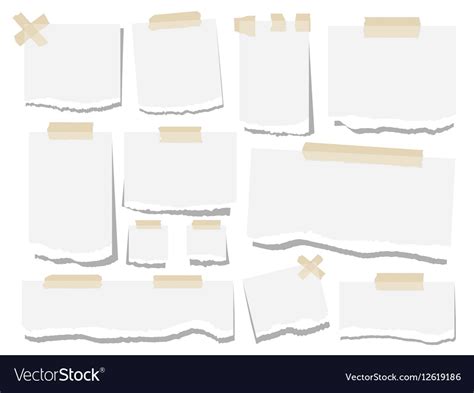 Blank Paper Torn Page Notes Office Notepaper Vector Image