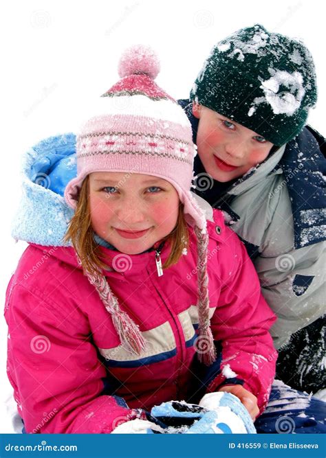 Children Playing In Snow Royalty Free Stock Images Image 416559