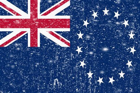 Novo Conceito Bandeira Cook Islands Fundo De Textura De Estuque De