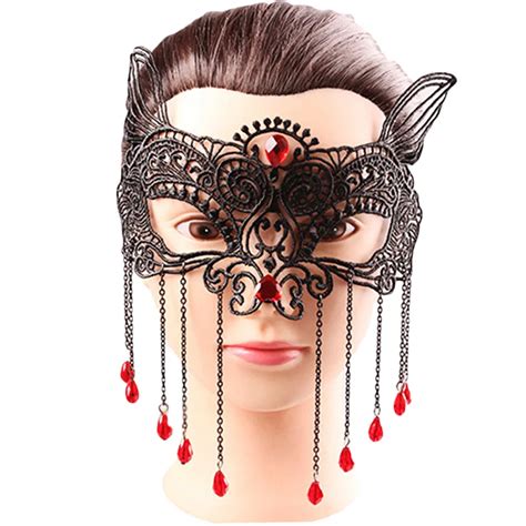 Women Sexy Black Lace Hollow Tassel Eye Mask Masquerade Halloween Fancy