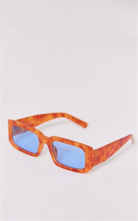 Orange Tort Rectangular Sunglasses Prettylittlething Usa