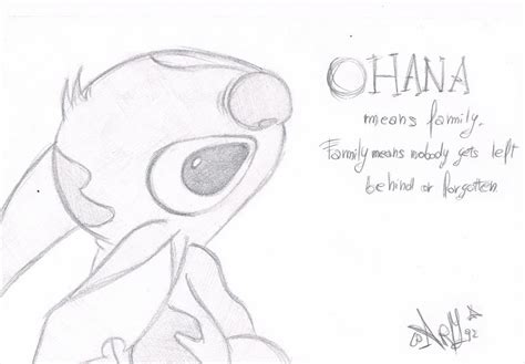 Stitch Ohana Drawing Sketch Coloring Page