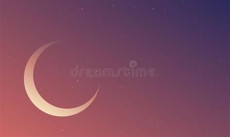 Night Sky With A Crescent Moon And Stars Stock Vector Illustration Of