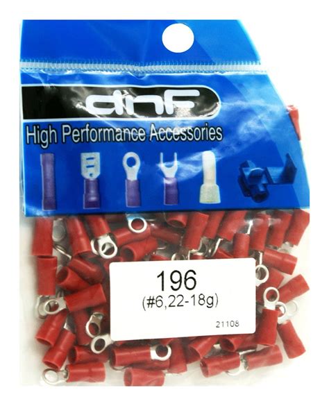Dnf 100 Pack Copper 22 18 Gauge Red Ring Terminals Electrical Wire
