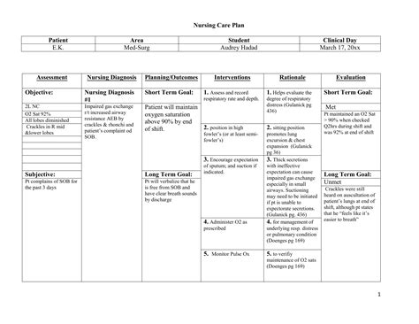 Impaired Gas Exchange Care Plan Work Made For