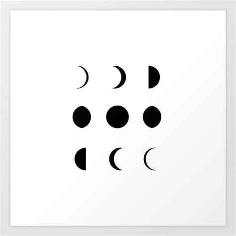 Moon Phases Lunar Cycle Black And White Art Print By Republic Art