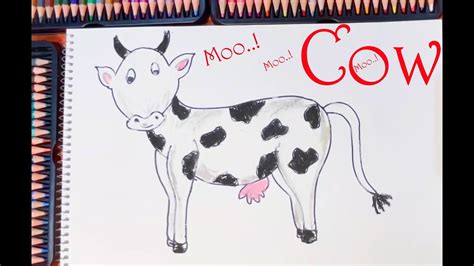 Moo Moo Cow Cow Drawing For Kids Easy Drawing Youtube