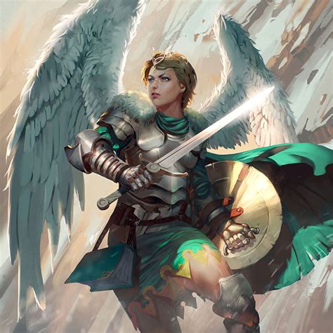 Images Armour Swords Shield Wings Fantasy Young Woman Angel