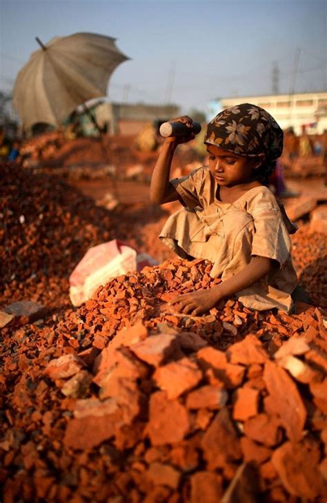 Chlld Labor Child Labour A Young Girl Working In A Brick Crushing