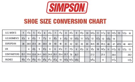 Mens Shoe Size Chart And Conversion 101 Activity