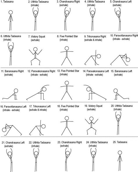 Stick Figure Yoga Chart Moon Salutation Yoga Flow Sequence Yoga