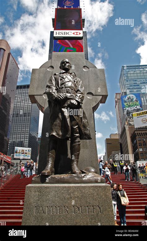 Statue Of Father Duffy In Times Square New York City Nyc United