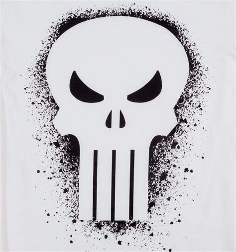 Mens White Marvel Punisher Skull Graffiti T Shirt