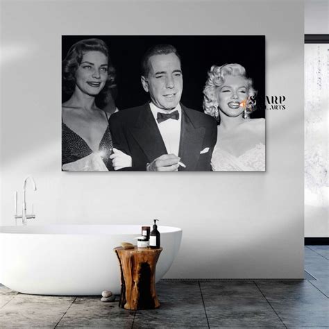 Marilyn Monroe With Humphrey Bogart And Lauren Bacall Canvas Etsy