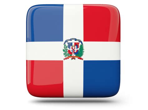 Glossy Square Icon Illustration Of Flag Of Dominican Republic