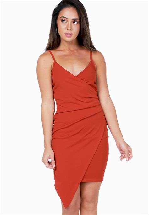 Asymmetrical Surplice Mini Dress Shop At Papaya Clothing