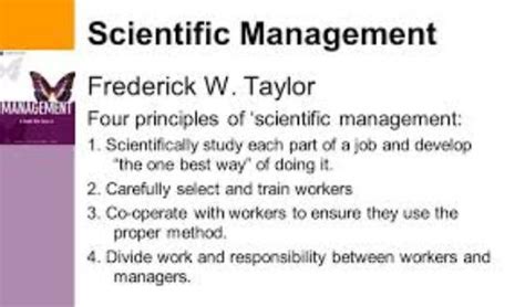 Scientific management means the application of scientific methods of study and analysis the problems of management. Four Principles of Scientific Management. Taylor's four ...