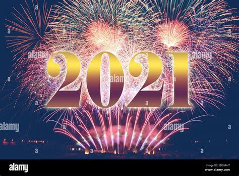 New Year With Fireworks 2021happy New Year 2021number 2021 In Modern