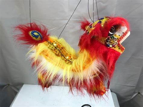 So Cool Chinese Lion Dragon Toy Puppet Marionette Red Yellow Fluffy