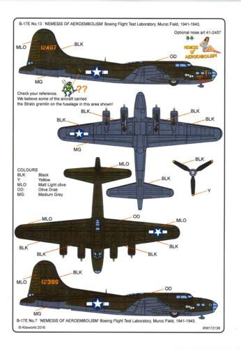Kits World Decals 132 Boeing B 17e Flying Fortress Nemesis Of