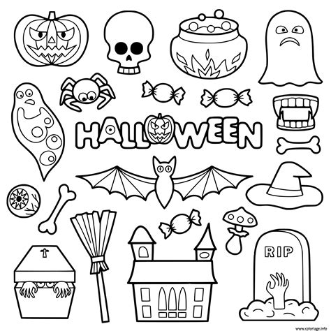 Coloriage Halloween Objets Pour Enfants Dessin Halloween à Imprimer