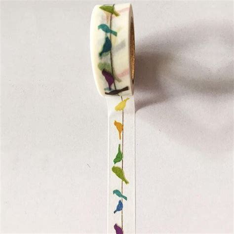 masking tape gekleurde vogels op draad decoratie washi papier tape 15 mm x 10 m