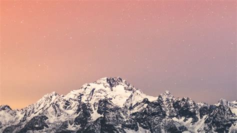 Download Wallpaper 1920x1080 Mountain Snow Starry Sky Peak Night