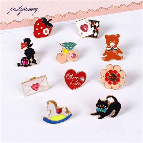 Pf Lovely Brooches Japanese Soft Girl Pins Poodle Bear Heart Brooch For