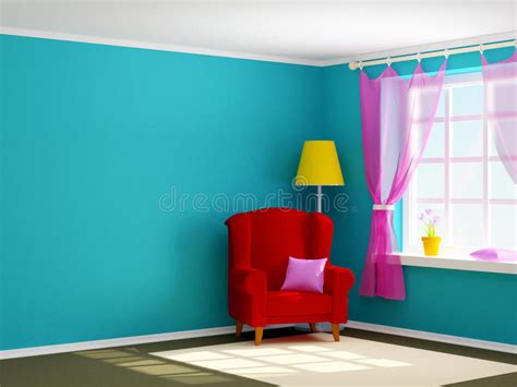 Armchair In Corner Of The Room Top View Stock Illustration