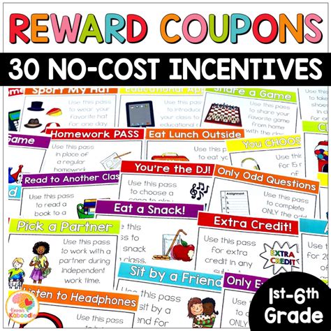 Reward Coupons No Cost Student Classroom Reward Tickets And