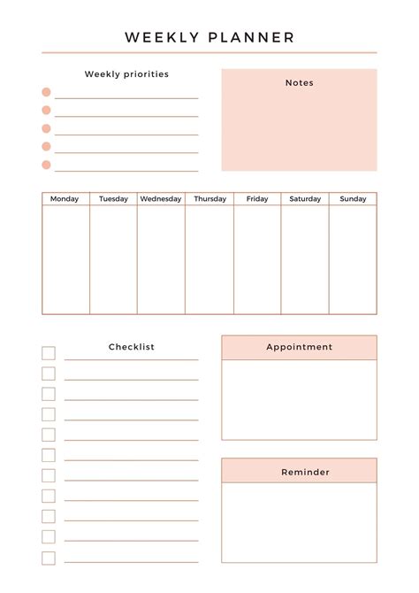 Weekly Planner Template Free Printable Paper Trail Design Free