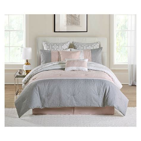 New Vcny Cordelia 7 Piece King Comforter And Sham Pillow Bed Set Blush