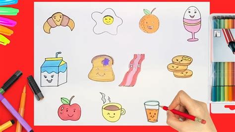 How To Draw Cute Breakfast Foods Youtube