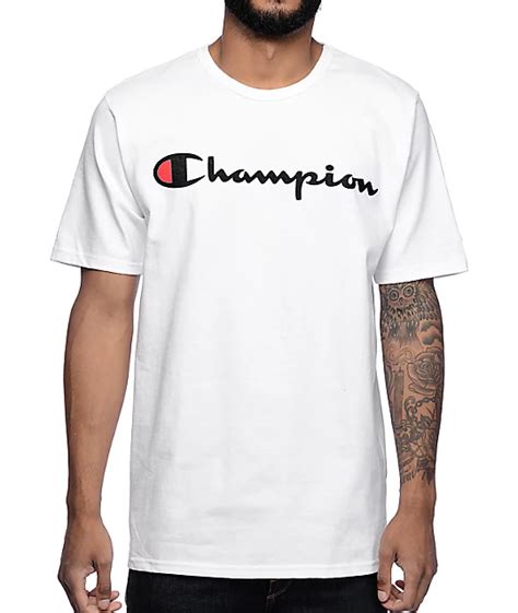 Champion Logo White T Shirt Zumiez