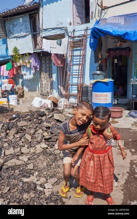 Girl Children In A Slum Area In Mumbai India Smiling And Playful