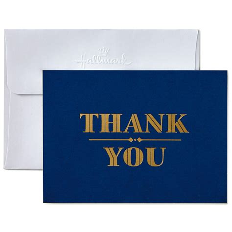 Hallmark Greeting Cards Thank You Note Navy And Gold Foil 10 Cards