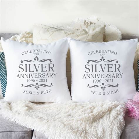 Personalised Pair Of Silver Anniversary Cushions The T Experience