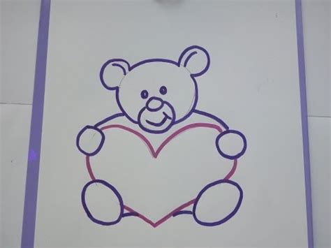 Sind sie auf der suche nach bastelideen für kinder? Valentinskarte "Teddybär mit Herz". Zeichnen + Basteln für ...