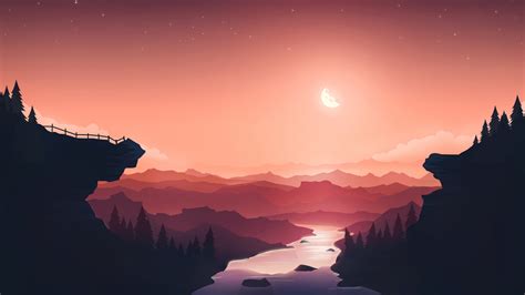 Sunset Wallpaper 4k Moon River Mountains