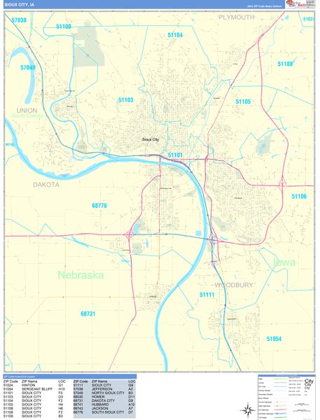 Sioux City Iowa Wall Map Basic Style By Marketmaps Mapsales
