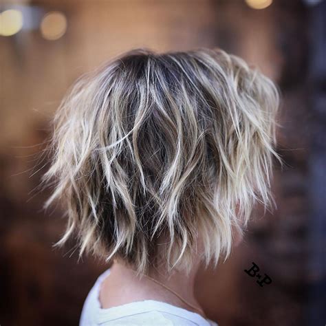 Choppy Bob With Blonde Ends Short Shag Hairstyles Thick Hair Styles