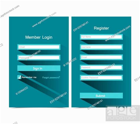 Registration And Login Form Flat Ui Design Stock Vector Vector And