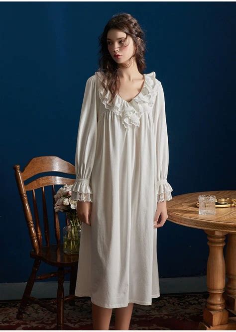 Victorian Nightgown Women Long White Vintage Nightgown Vintage