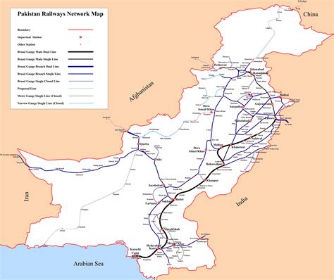 Pakistan Railway Network Map Pakistan Railways Railway Line Map