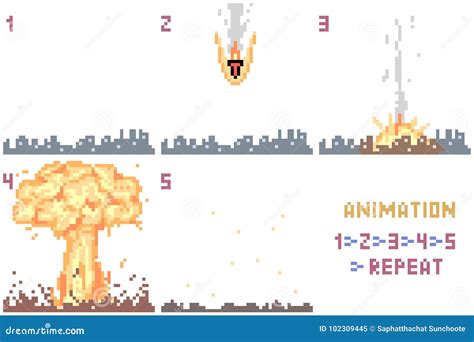 Vector Pixel Art Nuclear Animation Stock Vector Illustration Of Nuke