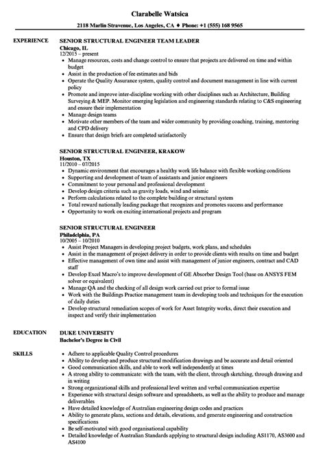 Senior Structural Engineer Resume Samples Velvet Jobs