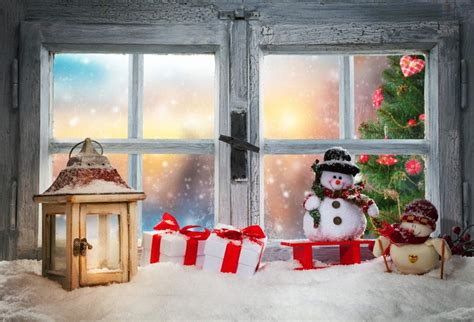 Laeacco Christmas Theme Backdrop Vinyl 8x65ft Windowsill White Snow