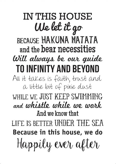 In This House We Do Disney Inspired Quotes Poster Art Print Ebay