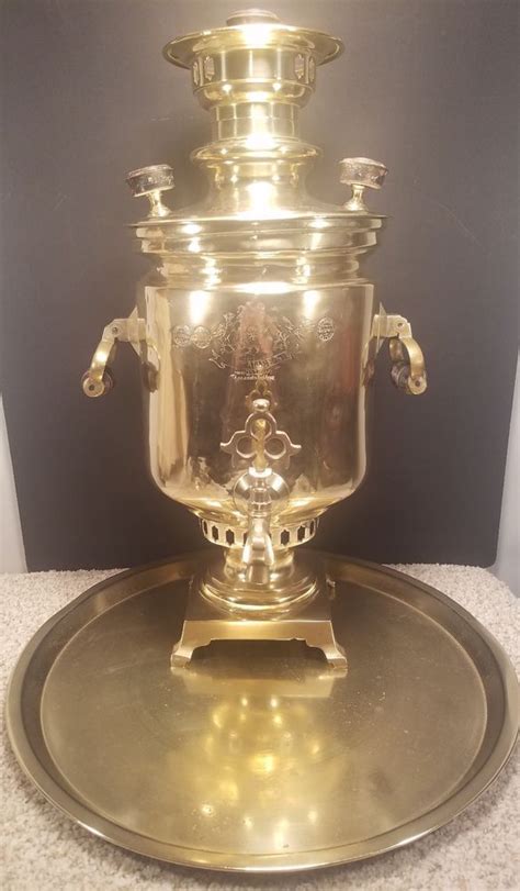 Antique 19th Century Large Regal Coal Samovar With Seals